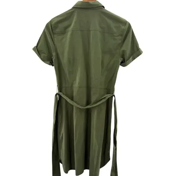 NWT J. Crew Mercantile Button Up Utility Shirt Dress in Deep Moss Green Size 2 - Picture 8 of 12